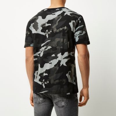 Black metallic camo T-shirt